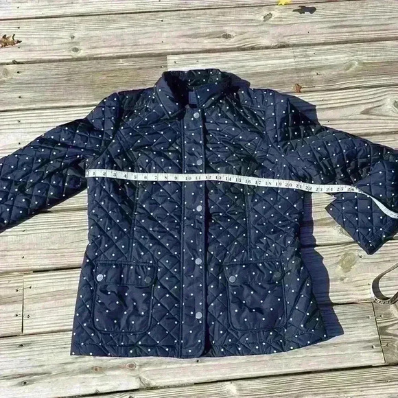 Charter Club polka dot quilted jacket with pockets zipper and button closure L - Picture 7 of 9